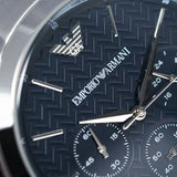 Emporio Armani Renato Chronograph Quartz Blue Dial Grey Steel Strap Watch For Men - AR2505 Authentic Buy Shop Now
