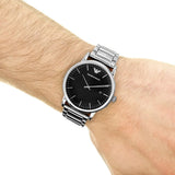 Emporio Armani Luigi Quartz Black Dial Silver Steel Strap Watch For Men - AR2499 Authentic Buy Shop Now