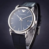 Emporio Armani Dress Quartz Blue Dial Blue Leather Strap Watch For Men - AR2501 Authentic Buy Shop Now