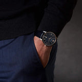 Emporio Armani Renato Analog Blue Dial Black Leather Strap Watch For Men - AR2506 Authentic Buy Shop Now