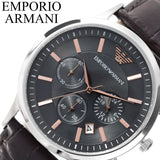 Emporio Armani Renato Chronograph Grey Dial Brown Leather Strap Watch For Men - AR2513 Authentic Buy Shop Now