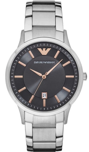 Emporio Armani Renato Quartz Grey Dial Silver Steel Strap Watch For Men - AR2514 Authentic Buy Shop Now