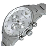 Emporio Armani Sportivo Chronograph Silver Dial Silver Steel Strap Watch For Men - AR5963 Authentic Buy Shop Now