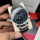 Emporio Armani Tazio Chronograph Black Dial Silver Steel Strap Watch for Men - AR5980 Authentic Buy Shop Now