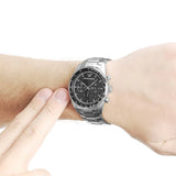 Emporio Armani Tazio Chronograph Black Dial Silver Steel Strap Watch for Men - AR5980 Authentic Buy Shop Now