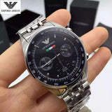 Emporio Armani Sportivo Chronograph Black Dial Silver Steel Strap Watch For Men - AR5984 Authentic Buy Shop Now