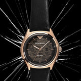 Emporio Armani Meccanico Black Dial Black Leather Watch For Men - AR60004 Authentic Buy Shop Now