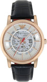Emporio Armani Meccanico Silver Dial Blue Leather Strap Watch For Men - AR60009 Authentic Buy Shop Now