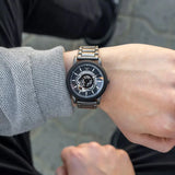 Emporio Armani Meccanico Automatic Black Dial Black Steel Strap Watch For Men - AR60010 Authentic Buy Shop Now