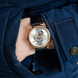 Emporio Armani Luigi Automatic Silver Dial Black Leather Strap Watch For Men - AR60013 Authentic Buy Shop Now