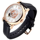 Emporio Armani Luigi Automatic Silver Dial Black Leather Strap Watch For Men - AR60013 Authentic Buy Shop Now