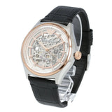 Emporio Armani Zeta Skeleton Automatic Silver Dial Black Leather Strap Watch For Men - AR60018 Authentic Buy Shop Now
