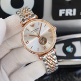 Emporio Armani Gianni T-Bar Analog White Dial Two Tone Steel Strap Watch For Women - AR60019 Authentic Buy Shop Now