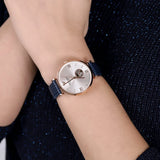 Emporio Armani Gianni T-Bar Analog Silver Dial Blue Leather Strap Watch For Women - AR60020 Authentic Buy Shop Now