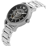 Emporio Armani Meccanico Automatic Skeleton Black Dial Silver Steel Strap Watch For Men - AR60021 Authentic Buy Shop Now