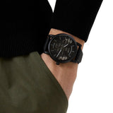Emporio Armani Meccanico Quartz Black Dial Black Leather Strap Watch For Men - AR60032 Authentic Buy Shop Now