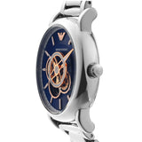 Emporio Armani Luigi Chronograph Skeleton Blue Dial Silver Steel Strap Watch For Men - AR60036 Authentic Buy Shop Now