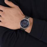 Emporio Armani Renato Automatic Blue Dial Silver Steel Strap Watch For Men - AR60037 Authentic Buy Shop Now