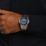 Emporio Armani Renato Automatic Blue Dial Silver Steel Strap Watch For Men - AR60037 Authentic Buy Shop Now
