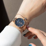 Emporio Armani Meccanico Crystals Black Dial Rose Gold Steel Strap Watch For Women - AR60043 Authentic Buy Shop Now