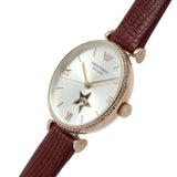 Emporio Armani Meccanico Automatic Silver Dial Burgundy Leather Strap Watch For Women - AR60044 Authentic Buy Shop Now