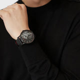 Emporio Armani Meccanico Skeleton Black Dial Black Leather Strap Watch For Men - AR60046 Authentic Buy Shop Now