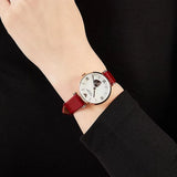 Emporio Armani Gianni T-Bar Mother of Pearl White Dial Red Leather Strap Watch For Women - AR60048 Authentic Buy Shop Now