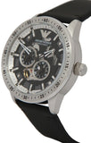 Emporio Armani Renato Chronograph Automatic Black Dial Black Leather Strap Watch For Men - AR60051 Authentic Buy Shop Now
