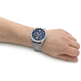 Emporio Armani Mario Chronograph Automatic Blue Dial Silver Steel Strap Watch For Men - AR60052 Authentic Buy Shop Now