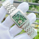 Emporio Armani Meccanico Automatic Green Dial Silver Steel Strap Watch For Men - AR60067 Authentic Buy Shop Now