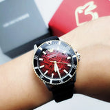 Emporio Armani Meccanico Automatic Red Dial Black Silicon Strap Watch For Men - AR60070 Authentic Buy Shop Now