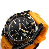 Emporio Armani Sportivo Quartz Black Dial Orange Rubber Strap Watch For Men - AR6046 Authentic Buy Shop Now