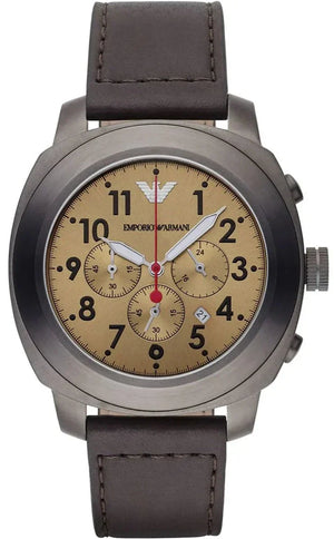 Emporio Armani Delta Chronograph Brown Dial Brown Leather Strap Dial Watch For Men - AR6055 Authentic Buy Shop Now