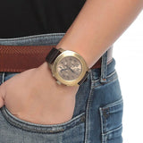 Emporio Armani Sportivo Chronograph Gold Dial Brown Leather Strap Watch for Men - AR6062 Authentic Buy Shop Now