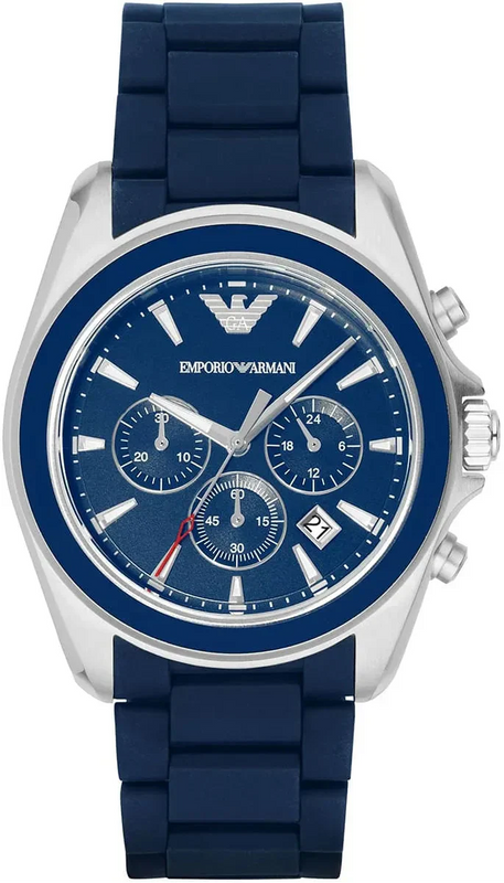 Emporio Armani Sigma Chronograph Blue Dial Blue Silicone Strap Watch for Men - AR6068 Authentic Buy Shop Now