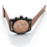 Emporio Armani Sportivo Chronograph Brown Dial Brown Leather Strap Watch For Men - AR6077 Authentic Buy Shop Now
