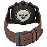 Emporio Armani Sportivo Chronograph Beige Dial Brown Leather Strap Watch For Men - AR6078 Authentic Buy Shop Now