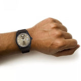 Emporio Armani Sportivo Chronograph Beige Dial Brown Leather Strap Watch For Men - AR6081 Authentic Buy Shop Now