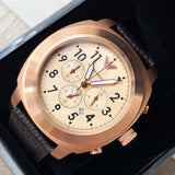 Emporio Armani Ruggero Chronograph Rose Gold Dial Black Leather Strap Watch for Men - AR6087 Authentic Buy Shop Now