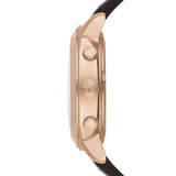 Emporio Armani Ruggero Chronograph Rose Gold Dial Black Leather Strap Watch for Men - AR6087 Authentic Buy Shop Now