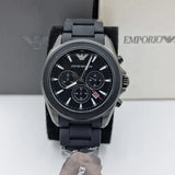 Emporio Armani Sportivo Chronograph Black Dial Black Silicone Strap Watch For Men - AR6092 Authentic Buy Shop Now