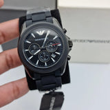 Emporio Armani Sportivo Chronograph Black Dial Black Silicone Strap Watch For Men - AR6092 Authentic Buy Shop Now