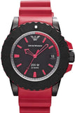 Emporio Armani Sportivo Quartz Black Dial Red Rubber Strap Watch For Men - AR6101 Authentic Buy Shop Now