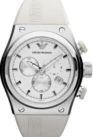 Emporio Armani Sportivo Analog Quartz White Dial White Rubber Strap Watch For Men - AR6103 Authentic Buy Shop Now