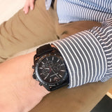Emporio Armani Sigma Chronograph Black Dial Black Leather Strap Watch For Men - AR6131 Authentic Buy Shop Now