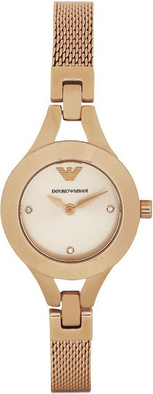 Emporio Armani Chiara Silver Dial Rose Gold Steel Strap Watch For Women - AR7362 Authentic Buy Shop Now