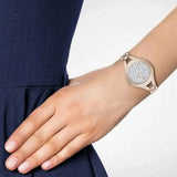 Emporio Armani Chiara Quartz Crystals White Dial Rose Gold Leather Strap Watch For Women - AR7437 Authentic Buy Shop Now