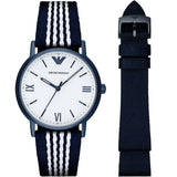 Emporio Armani Kappa Analog White Dial Two Tone Nylon Strap Watch For Men - AR80004 Authentic Buy Shop Now