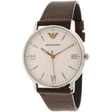 Emporio Armani Kappa Quartz White Dial Brown Leather Strap Watch For Men - AR80006 Authentic Buy Shop Now