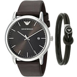 Emporio Armani Kappa Quartz Black Dial Brown Leather Strap Watch For Men - AR80008 Authentic Buy Shop Now
